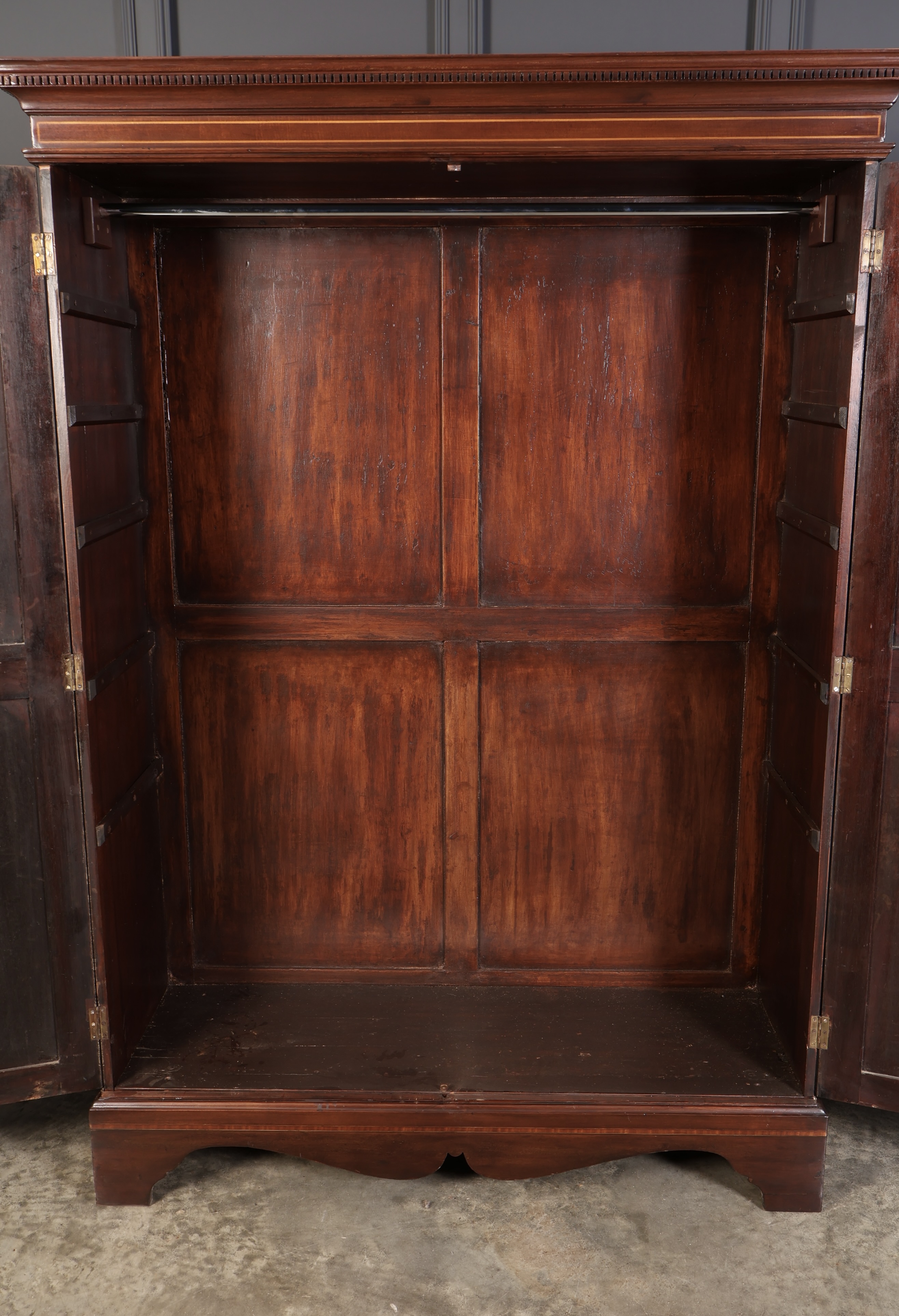 George III Marquetry Inlaid Mahogany Wardrobe antique wardrobes Antique Cupboards 12